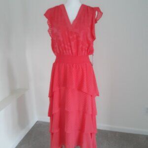 Vince Camuto Women's V-Neck Flutter-Sleeve Tiered Dress